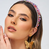 Diadema Cristales Piedras Multicolor Visos Primavera - Bambú Rosa Joyas y Accesorios